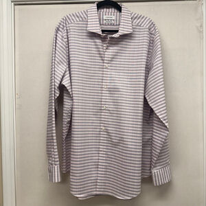 Men's Calvin Klein Dress Shirt XL Pink black Striped S/f